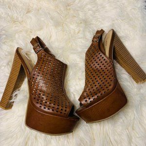 Brown High Block Heel